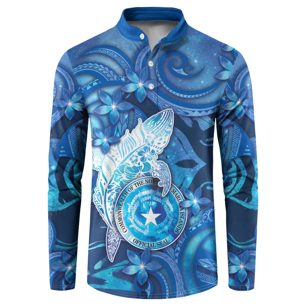 Personalised Northern Mariana Islands Button Sweatshirt Galaxy Polynesian Shark Tattoo DT05 Blue - Polynesian Pride