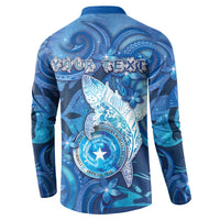 Personalised Northern Mariana Islands Button Sweatshirt Galaxy Polynesian Shark Tattoo DT05 - Polynesian Pride