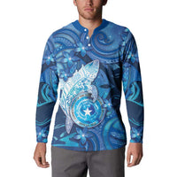 Personalised Northern Mariana Islands Button Sweatshirt Galaxy Polynesian Shark Tattoo DT05 - Polynesian Pride