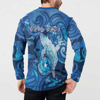 Personalised Northern Mariana Islands Button Sweatshirt Galaxy Polynesian Shark Tattoo DT05 - Polynesian Pride