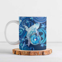 Personalised Northern Mariana Islands Ceramic Mug Galaxy Polynesian Shark Tattoo DT05 Blue - Polynesian Pride