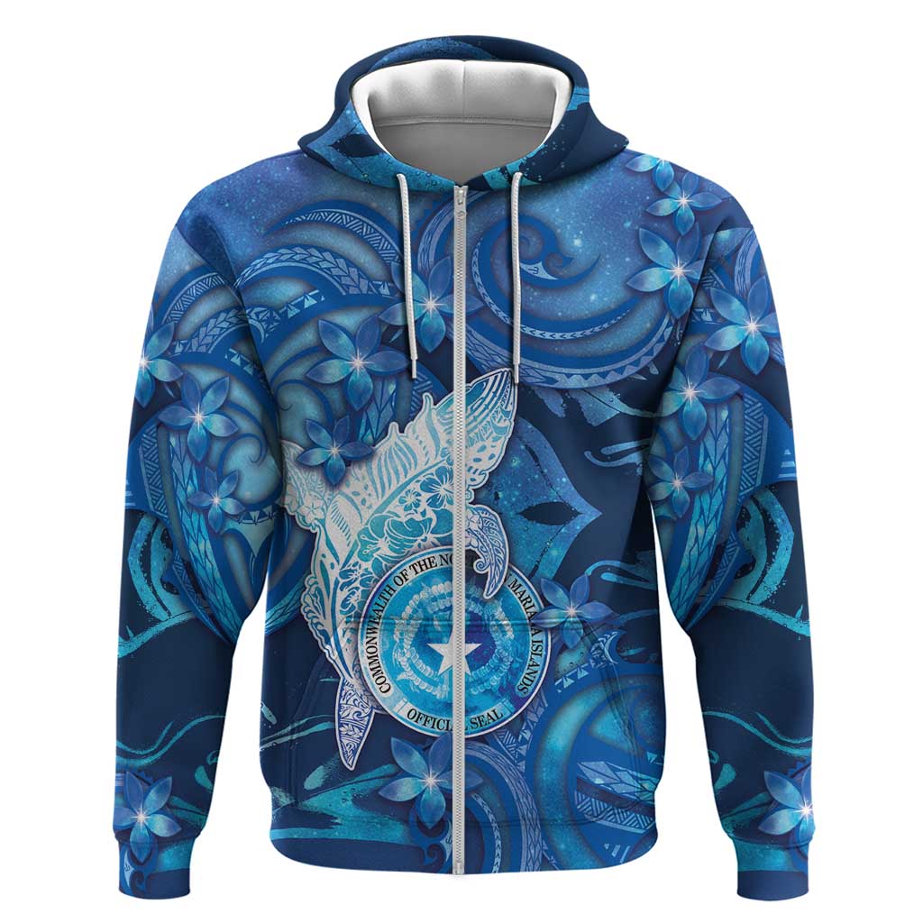 Personalised Northern Mariana Islands Hoodie Galaxy Polynesian Shark Tattoo DT05 Zip Hoodie Blue - Polynesian Pride