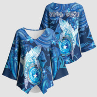 Personalised Northern Mariana Islands Kimono Sleeve Blouse Galaxy Polynesian Shark Tattoo DT05 - Polynesian Pride