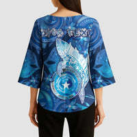 Personalised Northern Mariana Islands Kimono Sleeve Blouse Galaxy Polynesian Shark Tattoo DT05 - Polynesian Pride
