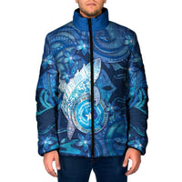 Personalised Northern Mariana Islands Padded Jacket Galaxy Polynesian Shark Tattoo DT05 Men Blue - Polynesian Pride