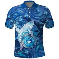 Personalised Northern Mariana Islands Polo Shirt Galaxy Polynesian Shark Tattoo DT05 Blue - Polynesian Pride