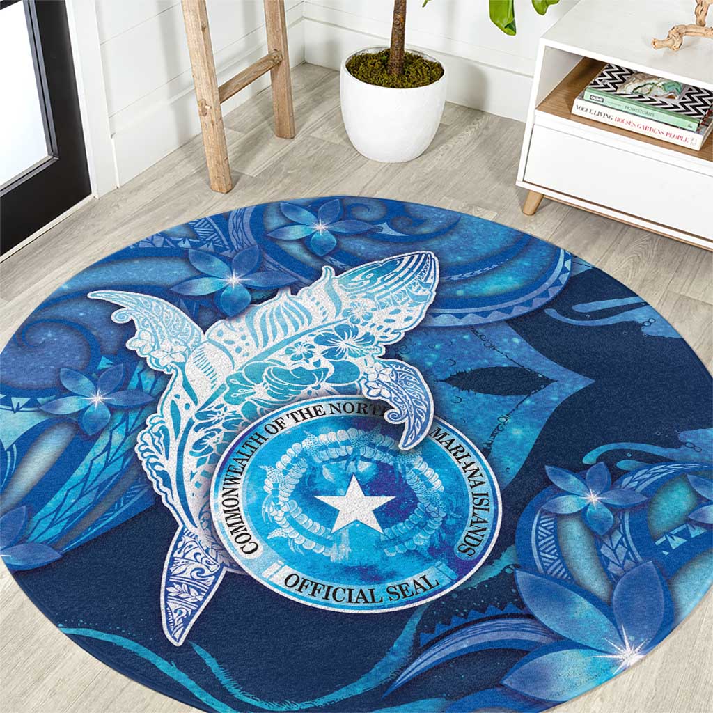 Northern Mariana Islands Round Carpet Galaxy Polynesian Shark Tattoo DT05 Blue - Polynesian Pride