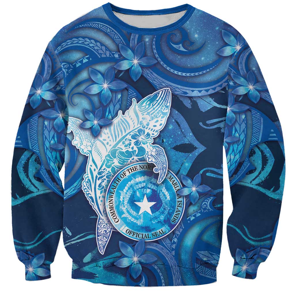 Personalised Northern Mariana Islands Sweatshirt Galaxy Polynesian Shark Tattoo DT05 Unisex Blue - Polynesian Pride