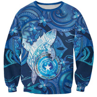 Personalised Northern Mariana Islands Sweatshirt Galaxy Polynesian Shark Tattoo DT05 Unisex Blue - Polynesian Pride