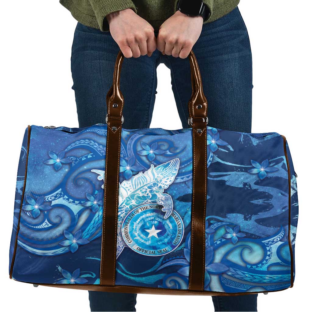 Northern Mariana Islands Travel Bag Galaxy Polynesian Shark Tattoo DT05 Blue - Polynesian Pride
