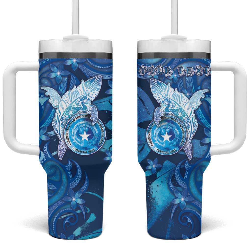 Personalised Northern Mariana Islands Tumbler With Handle Galaxy Polynesian Shark Tattoo DT05 One Size: 40 oz Blue - Polynesian Pride