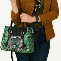 Aotearoa Whakatohea Leather Bag Maori Tribal Green Abalone Paua Shell Pattern DT05 - Polynesian Pride