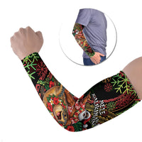 Hawaii Christmas Arm Sleeves Aloha Santa Riding Honu DT05 Set of 2 Black - Polynesian Pride