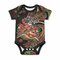 Hawaii Christmas Baby Onesie Aloha Santa Riding Honu DT05 Black - Polynesian Pride