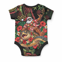 Hawaii Christmas Baby Onesie Aloha Santa Riding Honu DT05 - Polynesian Pride