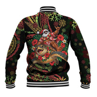 Hawaii Christmas Baseball Jacket Aloha Santa Riding Honu