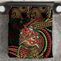 Hawaii Christmas Bedding Set Aloha Santa Riding Honu DT05 Black - Polynesian Pride