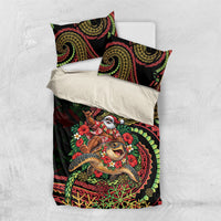 Hawaii Christmas Bedding Set Aloha Santa Riding Honu DT05 US Twin 172cm x 218cm Black - Polynesian Pride