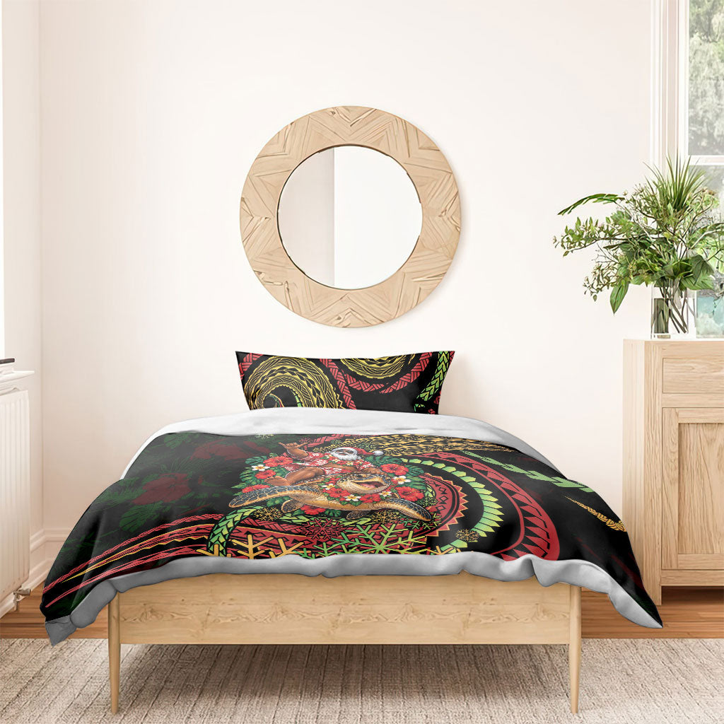 Hawaii Christmas Bedding Set Aloha Santa Riding Honu DT05 - Polynesian Pride