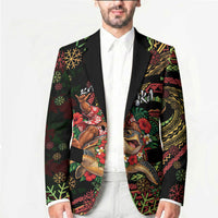 Hawaii Christmas Blazer Aloha Santa Riding Honu DT05 - Polynesian Pride