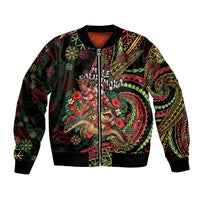 Hawaii Christmas Bomber Jacket Aloha Santa Riding Honu