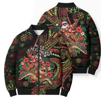 Hawaii Christmas Bomber Puffer Jacket Aloha Santa Riding Honu DT05 - Polynesian Pride
