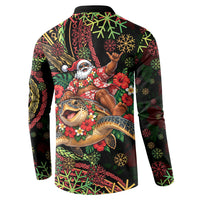 Hawaii Christmas Button Sweatshirt Aloha Santa Riding Honu DT05 - Polynesian Pride