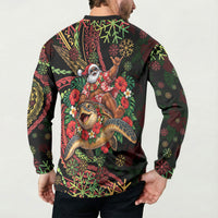Hawaii Christmas Button Sweatshirt Aloha Santa Riding Honu DT05 - Polynesian Pride
