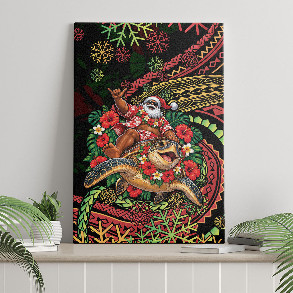 Hawaii Christmas Canvas Wall Art Aloha Santa Riding Honu DT05 - Polynesian Pride