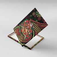 Hawaii Christmas Canvas Wall Art Aloha Santa Riding Honu DT05 With Frame Black - Polynesian Pride