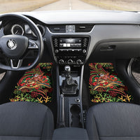 Hawaii Christmas Car Mats Aloha Santa Riding Honu DT05 Set 2pcs - Front Black - Polynesian Pride