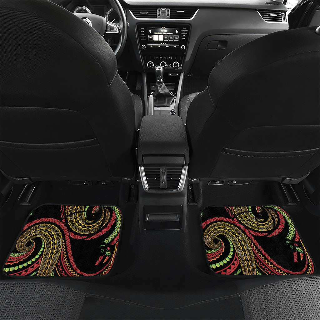Hawaii Christmas Car Mats Aloha Santa Riding Honu DT05 Set 2pcs - Back Black - Polynesian Pride