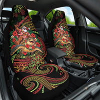 Hawaii Christmas Car Seat Cover Aloha Santa Riding Honu DT05 One Size Black - Polynesian Pride