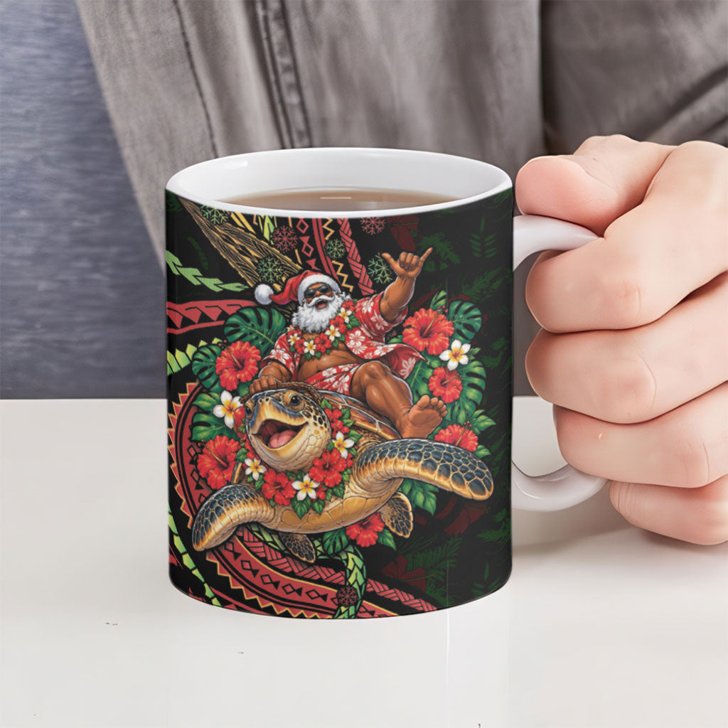 Hawaii Christmas Ceramic Mug Aloha Santa Riding Honu DT05 - Polynesian Pride