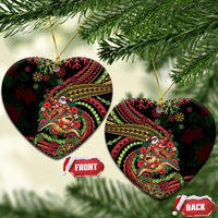 Hawaii Christmas Ceramic Ornament Aloha Santa Riding Honu DT05 Heart Black - Polynesian Pride