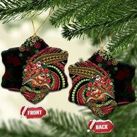 Hawaii Christmas Ceramic Ornament Aloha Santa Riding Honu DT05 Snow Flake Black - Polynesian Pride