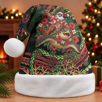 Hawaii Christmas Santa Hat Aloha Santa Riding Honu DT05 Without Fur Black - Polynesian Pride