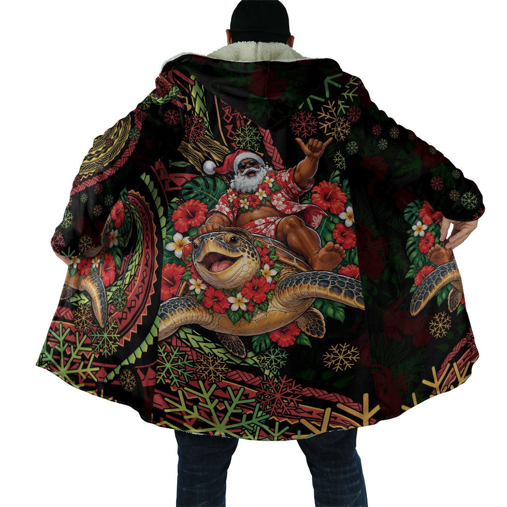 Hawaii Christmas Cloak Aloha Santa Riding Honu DT05 - Polynesian Pride