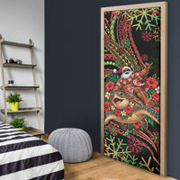 Hawaii Christmas Door Cover Aloha Santa Riding Honu DT05 - Polynesian Pride