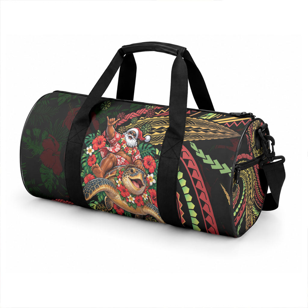 Hawaii Christmas Duffle Bag Aloha Santa Riding Honu DT05 - Polynesian Pride