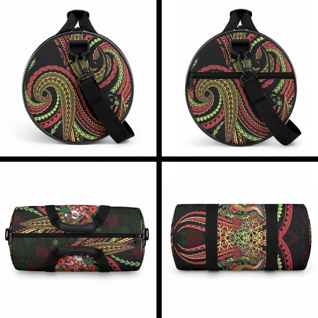 Hawaii Christmas Duffle Bag Aloha Santa Riding Honu DT05 - Polynesian Pride
