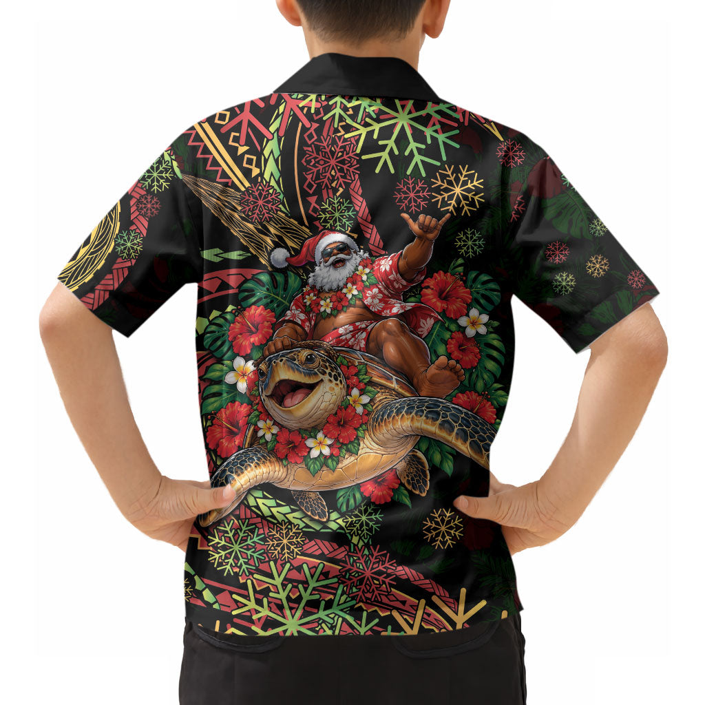 Hawaii Christmas Hawaiian Shirt Aloha Santa Riding Honu