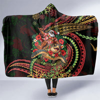 Hawaii Christmas Hooded Blanket Aloha Santa Riding Honu DT05 One Size Black - Polynesian Pride