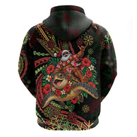 Hawaii Christmas Hoodie Aloha Santa Riding Honu