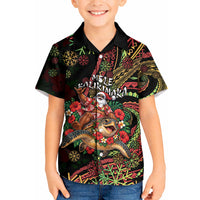 Hawaii Christmas Kid Hawaiian Shirt Aloha Santa Riding Honu DT05 Kid Black - Polynesian Pride