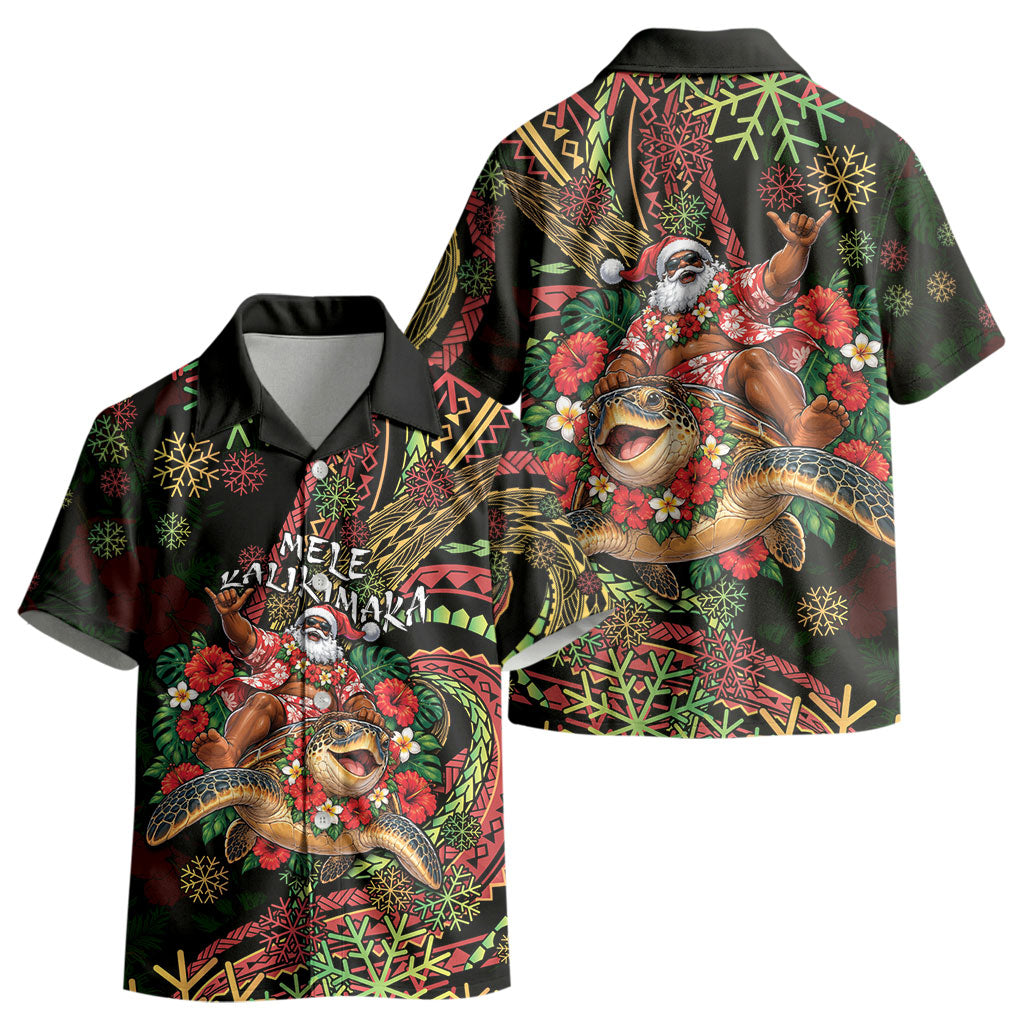 Hawaii Christmas Kid Hawaiian Shirt Aloha Santa Riding Honu DT05 - Polynesian Pride