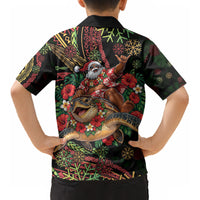 Hawaii Christmas Kid Hawaiian Shirt Aloha Santa Riding Honu DT05 - Polynesian Pride