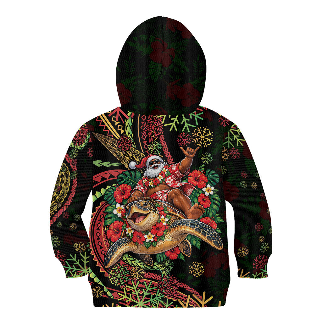 Hawaii Christmas Kid Hoodie Aloha Santa Riding Honu