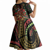 Hawaii Christmas Kid Short Sleeve Dress Aloha Santa Riding Honu DT05 - Polynesian Pride