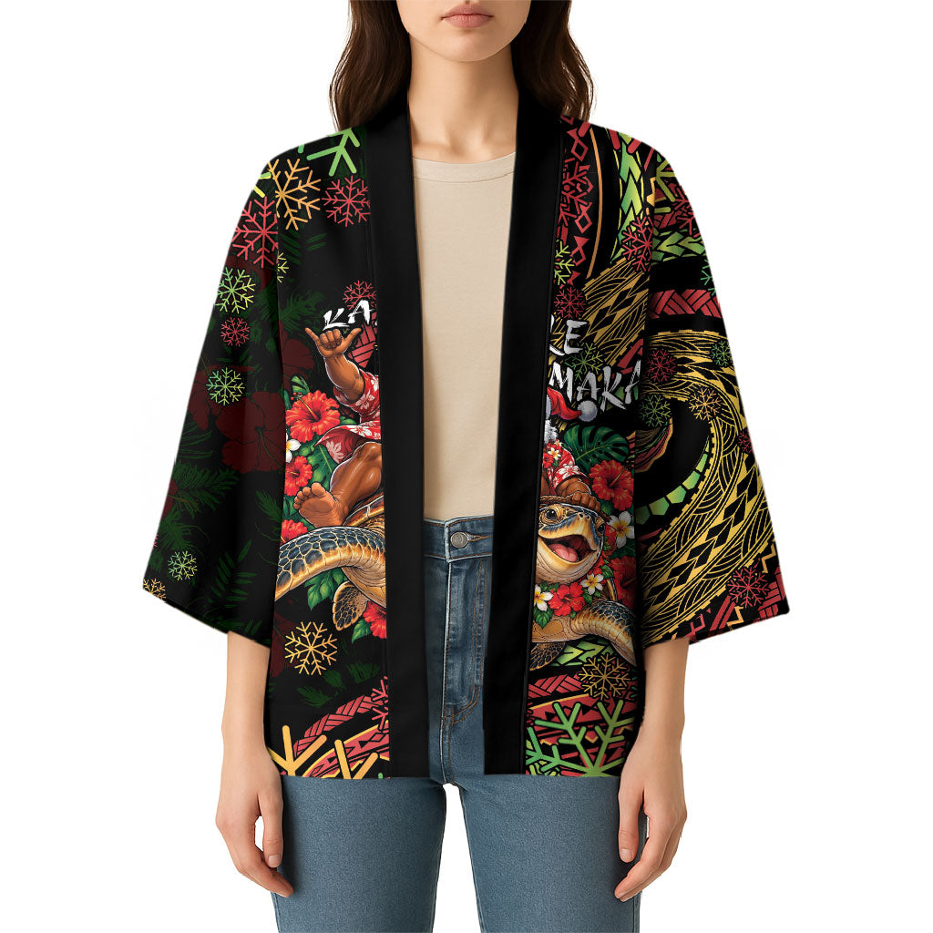 Hawaii Christmas Kimono Aloha Santa Riding Honu DT05 - Polynesian Pride
